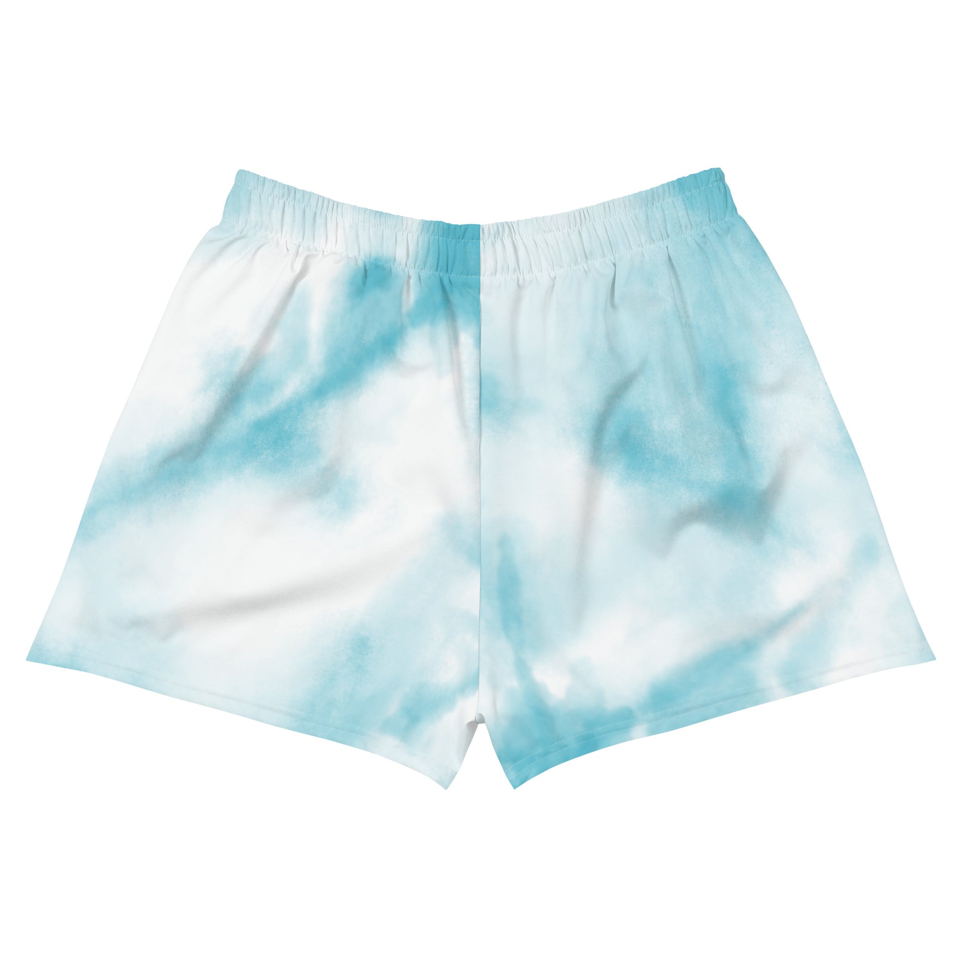 Blue tie dye womens shorts trunks back view