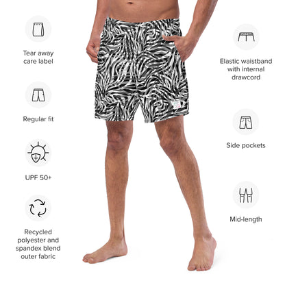 Bw jungle trunks on male model with an angled front view showing features