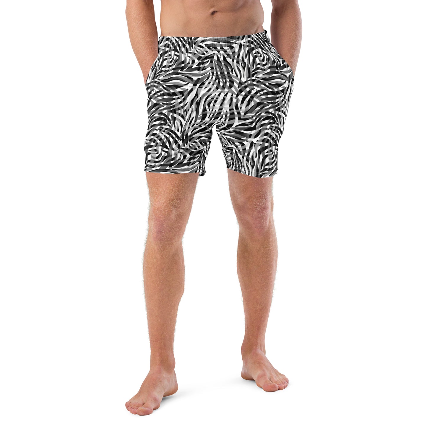 Bw jungle trunks on male model with a front view