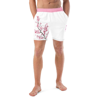 cherry blossom trunks on male model with a front view