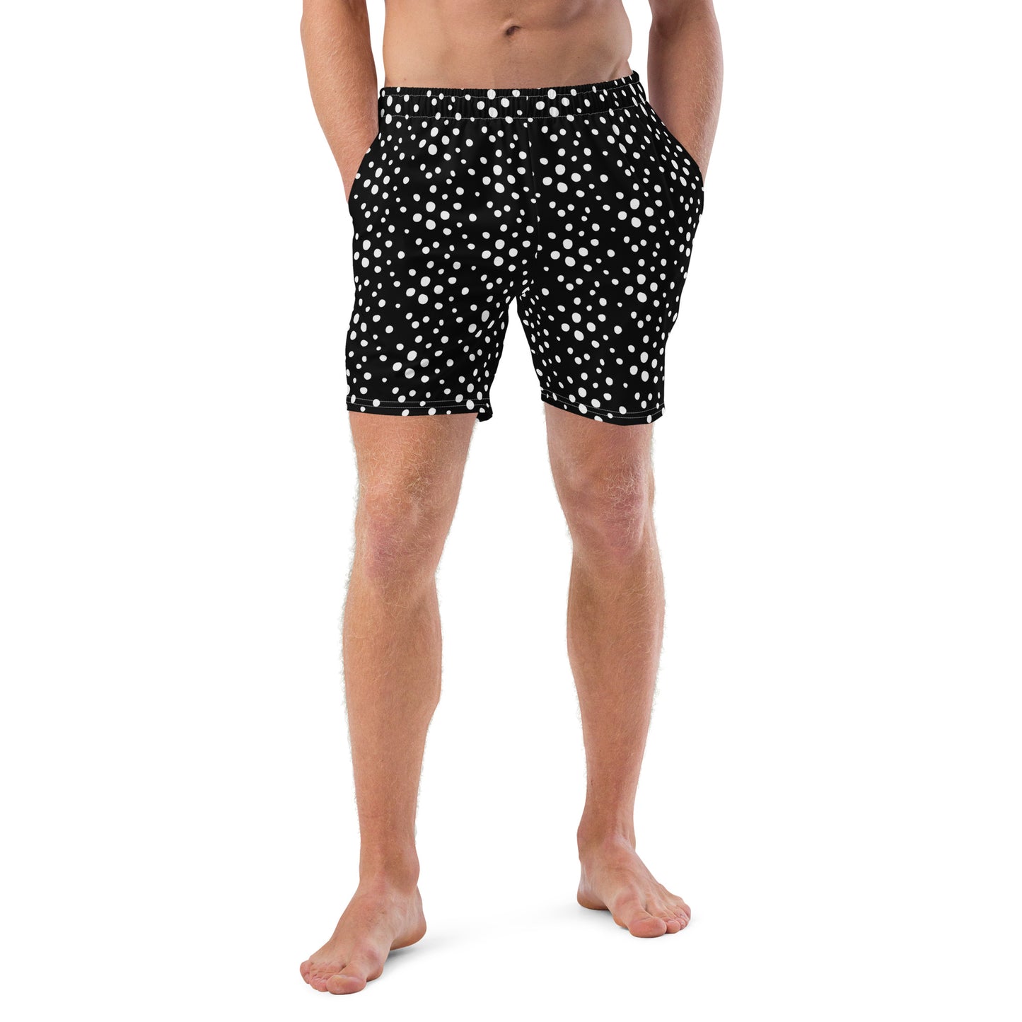 Dot trunks on male model with a front view