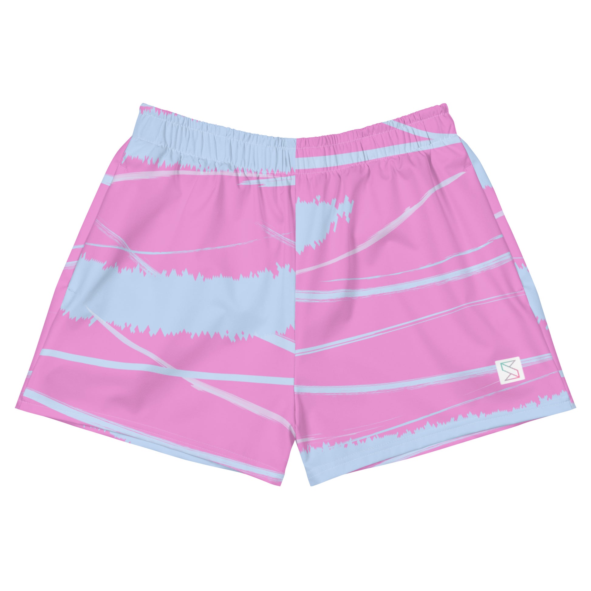 Pink blue womens shorts trunks front view