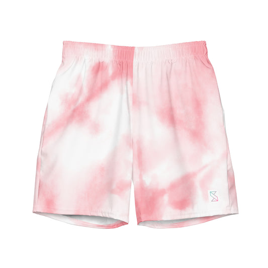 Pink tie dye mens trunks trunks front view