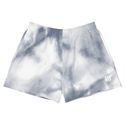 Purple tie dye womens shorts trunks front view